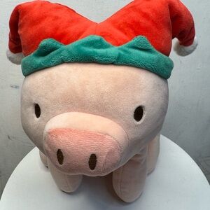 Plush Pig with Santa Hat